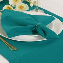 12pcs Solid Color Cloth Napkins, Washable Cotton Table Napkin For Household Dining Fall Autumn Decor Wedding Hotel 45*45cm - Teal Green - View 4