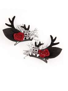 2pcs New Halloween Hair Clip, Pumpkin Ghost Skull Hair Accessory, Ghost Festival Party Dress, Headwear Hair Clip Suitable For Parties, Dances, Halloween Use Witch