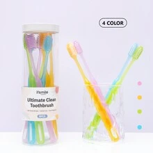 8pcs/Pack Transparent Handle Soft Bristle Adult Toothbrush, Bulk Retail Pack - Multicolor - View 2