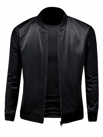 Outdoor Sports Casual Stand Collar Baseball Jacket, Zipper Windbreaker, Suitable For Father's Day