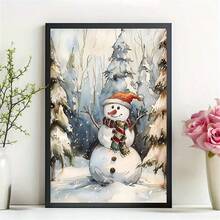 1 Tranh Canvas Trang Trí, Người Tuyết Giáng Sinh, Tranh Treo Trang Trí Phòng, Trang Trí Nhà Vintage, Tranh Tường Nghệ Thuật Hoài Cổ, Không Khung - Nhiều màu - Xem 1