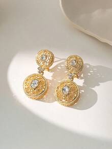 Herseygold 一对阿拉伯花卉图案耳环，中东新娘首饰，奢华结婚礼物 - 金色 - 查看 11