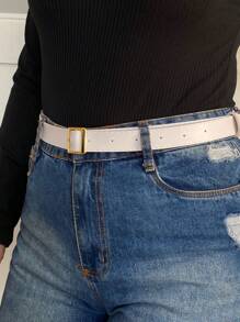 Kit 4 Cintos Feminino Fivela Birken Metalizada Dourada Em Couro Sintético Minimalista