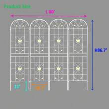Yone jx je 4 Pack Metal Garden Trellis 86.7" X 19.7" Rustproof Trellis For Climbing Plants Outdoor Flower Support, Cream White - 白色 - 查看 5