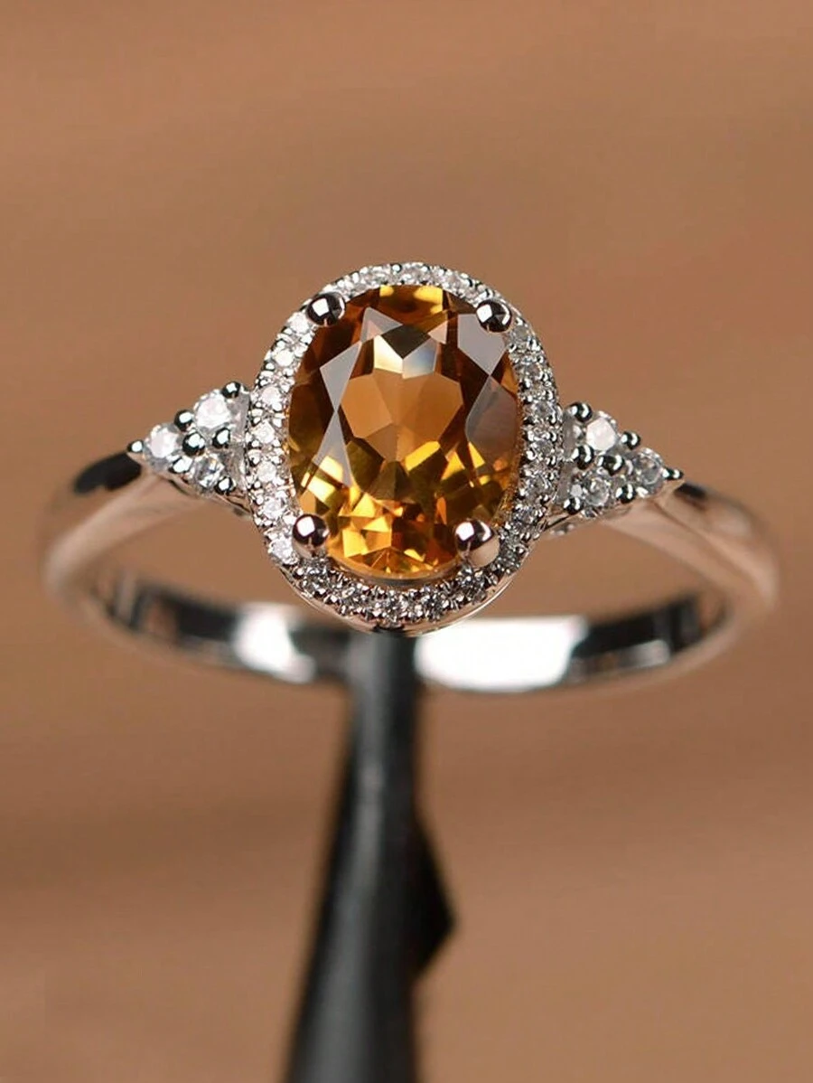 1pc New Black Zirconia Ring, Women Engagement Jewelry