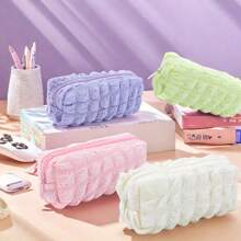 1pc Macaron Pencil Case Pen Bag Cosmetic Pouch Travel Cosmetic Kit Brush Holder Large Capacity Organizer Portable Soft Toiletry Organizer Pencil Holder Storage Bag,Back To School,School Supplies,Pencil Pouch,School Bag