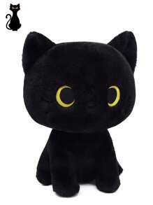 黑猫毛绒玩具可爱黑猫填充动物卡哇伊黑猫毛绒玩具创意柔软填充猫咪毛绒玩具适合儿童男孩女孩生日 - 彩色 - 查看 2