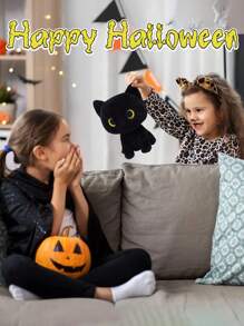 黑猫毛绒玩具可爱黑猫填充动物卡哇伊黑猫毛绒玩具创意柔软填充猫咪毛绒玩具适合儿童男孩女孩生日 - 彩色 - 查看 6