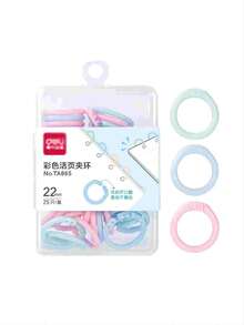 1 Box 22mm Multi-Ring Binder Clips, Colorful Loose Leaf Rings, Detachable Puncher, Student File Binding Clips, 25pcs/Box Diary Planner Disc Rings - Multicolor - View 6
