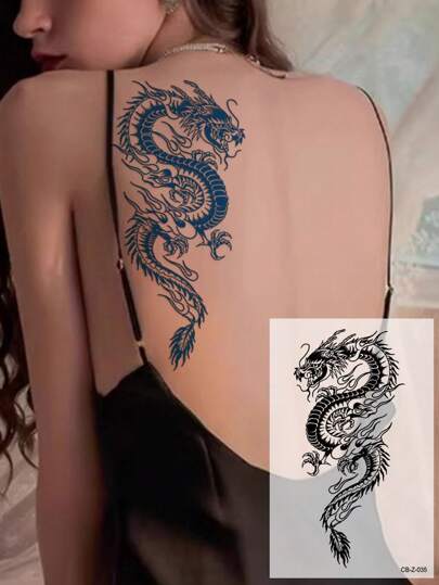 CAT QUEEN ART 含天然植物成分的果汁纹身，半永久纹身贴纸，极简主义纹身，经典龙、动物、蛇图案，假纹身，日常聚会，节日礼物，1-2周的身体装饰，不褪色和不反光的花朵手臂、大腿、腰部、腹部，防水逼真的身体，临时纹身贴纸