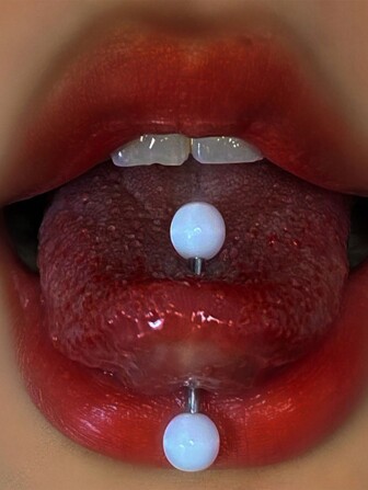 1 pieza Piercing de lengua de doble cabezal de estilo punk de acrilico y acero de titanio, unisex