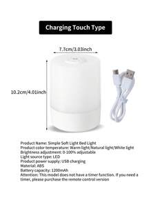 1 pieza Luz táctil recargable LED, lámpara de enfermería con temporizador y control remoto, luz de noche regulable de 3 temperaturas de color para habitación de niños - Blanco - Ver 13