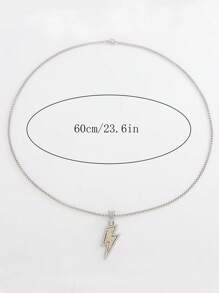 1入組時尚雙層鑽石閃電吊墜項鍊，個性化多用途項鍊，男女皆宜的朋克嘻哈配件，適合日常女士和男士穿戴 - 彩色 - 查看 11