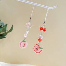 1pc Cute Exquisite Colorful Acrylic Fruit Apple Watermelon Peach Pear Phone Chain - Multicolor - View 6
