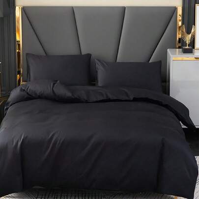 2/3pcs Bedding Set, Solid Color Skin-Friendly Bedding Set, Minimalist Style Bedding Set, Soft & Comfortable Bedroom Bedding Set, With Zipper Closure And Corner Ties, Washed Ultra-Fine Fiber Duvet Cover, Breathable, Lightweight, Silky, Suitable For All Seasons, Fit For Single/Double/King Size Bed, Includes 1 Duvet Cover And 2 Pillow Shams, Machine Washable, Room Decor, Bedroom Decor
