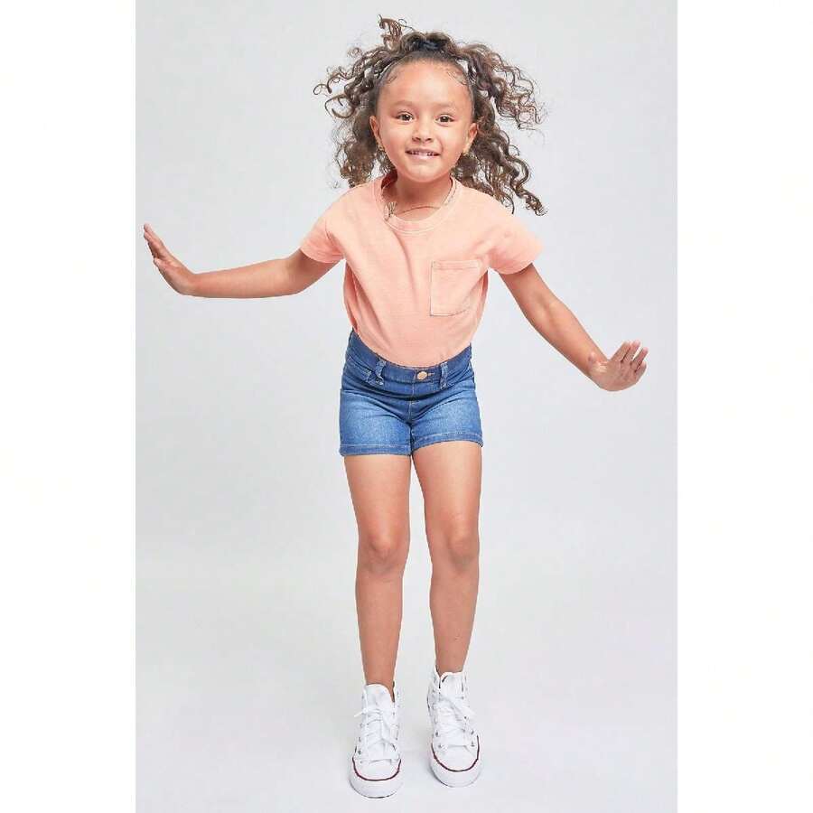Baby Girls Pull On Denim Shorts - 中等水洗藍 - 查看 1
