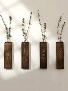 木质壁挂式花盆，适用于卧室、客厅、现代农舍风格，木质口袋壁挂花瓶，可放置干花和人造植物，家居装饰，房间装饰，墙面装饰礼品，生日和毕业礼物 - 原木色 - 查看 5