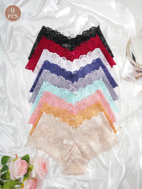 9pcs/Pack Women Lace Panties