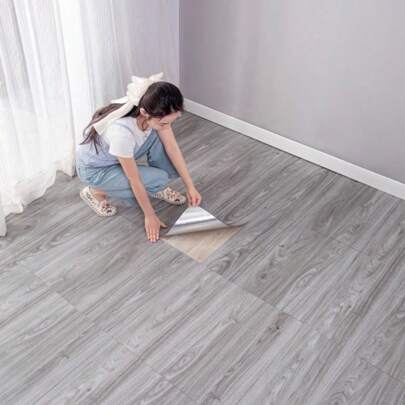 10 件/套 11.8 英寸 X 11.8 英寸 3D DIY 复古仿木纹防滑自粘地板贴纸，加厚耐磨树脂泡沫墙纸，防水防潮瓷砖贴纸适用于家庭装饰、厨房、浴室、客厅、特色墙、浴室墙壁、家庭装饰和家具翻新地板砖地板地砖自粘地砖剥离粘贴客厅装饰房间装饰