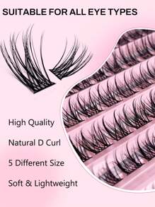 Hinarin 120 Stück DIY Wimpernverlängerungs-Set mit Wimpernbüscheln, Kleber, Versiegelungspinzette, natürlich aussehende D-Locken, flauschige Wimpernbüschel-Set (10 Reihen 8-16 mm gemischt), Wimpernbüschel-Set, Wimpern, Kunstwimpern