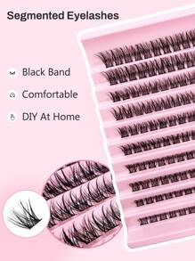 Hinarin 120 Stück DIY Wimpernverlängerungs-Set mit Wimpernbüscheln, Kleber, Versiegelungspinzette, natürlich aussehende D-Locken, flauschige Wimpernbüschel-Set (10 Reihen 8-16 mm gemischt), Wimpernbüschel-Set, Wimpern, Kunstwimpern