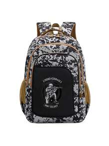 大容量背包，防水防刮休闲旅行包，适合学生、男女，适合笔记本电脑学校背包返校学校用品书包大容量书包 - 黑色 - 查看 3