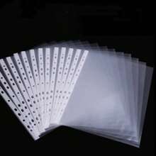 100个A4打孔文件夹4C透明PP塑料办公用品防水袋L形保护膜文件夹11孔透明活页内页袋收纳保护膜批发