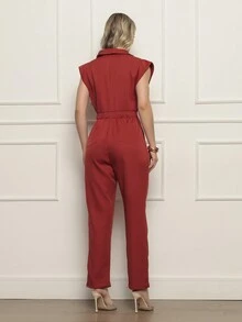 ALETHEIA- JAPANESE SLEEVE JUMPSUIT TAILOR TANK WITH ELASTIC ON THE WAIST THAT ADJUSTS THE BODY AND LEAVES A WAIST - Đỏ - Xem 3