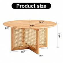 LZ Home Elegant Wooden Coffee Table With Faux Rattan Accents Perfect For Stylish Living Rooms And Cozy Tea Time