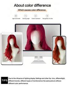 Peluca sintética de fibra resistente al calor con onda de Body roja de 26 pulgadas, peluca recta de seda natural con parte U de encaje para mujeres, con pelo suave para el rostro, para disfraz