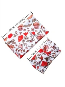 1pc Baby Elastic Printed Swaddle Blanket & 1pc Headband Set Love Valentine - Multicolor - View 6