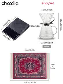 choxila 3件/4件/套咖啡垫套装、带电子秤的云朵咖啡壶、风格咖啡垫、土耳其风格咖啡套装、杯垫 回到学校 - 咖啡墊套裝 - 查看 6