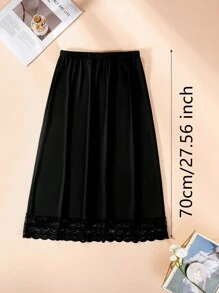 3pcs/1pc Women's Waist Cincher Anti-Static Anti-Light Inner Lining Lace Decor Long Midi-Length Skirt Slip, Elastic And Adjustable Waistband, Multiple Colors & Sizes (One Size Fits All) Valentine's Day Summer, School Fall, Autumn, Halloween