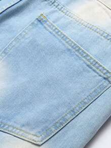 Jeans slim dritti con ricamo a poker color blu chiaro consumato, stile europeo e americano, per uomo