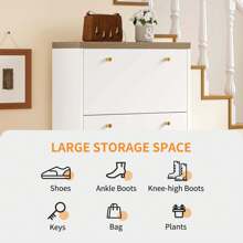Shoe Cabinet With Bench 3 Flip Drawers Large Storage Capacity Wooden Shoe Rack 29-38 Pairs Of Shoes Freestanding For Hallway, Living Room, Entryway, Mudroom - 白色 - 查看 5