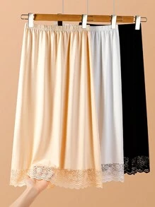 3 Pcs/1 Pc Women's Waist Slimming, Static-Resistant Half Slip Underskirt With Adjustable Elastic Waistband, Multi-Size & Color Options Summer, School Fall, Autumn, Halloween