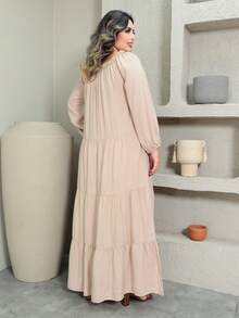 Plus Long Tres Marias Loose Flowing Dress - Beige - View 2
