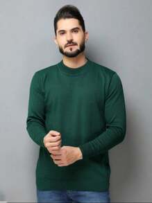 Men's Winter Sweater Blouse Round Neck Winter - Army Green - View 3