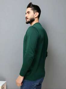 Men's Winter Sweater Blouse Round Neck Winter - Army Green - View 6