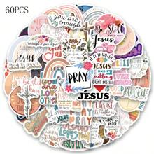60Pcs Bible Stickers, Inspirational Christian Stickers, Bible Verse Stickers, Bible Journaling Supplies, Aesthetic Jesus Faith Christian Stickers For Water Bottles,  Christian Gifts For - Multicolor - View 1