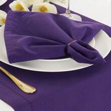 12pcs Solid Color Cloth Napkins, Washable Cotton Table Napkin For Household Dining Fall Autumn Decor Wedding Hotel 45*45cm - Violet - View 4