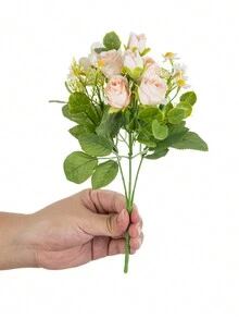 1 件人造花、玫瑰花束、丝绸雏菊情人节礼物、生日派对装饰、婚礼花篮、新娘手捧花、家居摆设、餐厅、卧室、窗台、花瓶、装饰品、新年装饰、户外花园、开学季 - 香檳色 - 查看 4