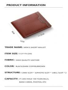 1pc Men's Plain Color Multi-Card Slots Simple Striped Fashion Versatile Mature Wallet, Suitable For Men's Daily Use, Chinese New Year, Valentine's Day Gift, Spring/Summer, Holiday Travel - Black - View 9