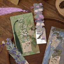 1pc Oil Painting Style Metal Tassel Bookmark For Books And Planner Back To School - Multicolor - View 2