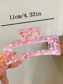 2 件女士时尚透明方形发夹，带有可爱的仙女、花朵、心形和碎花图案，优雅的造型工具，适合日常佩戴、户外活动、派对和沐浴，适合化妆和搭配衣服作为发饰，粉色配饰情人节爪夹发夹发夹发夹发夹发夹接发夹，学校用品，大学