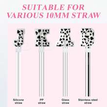 1 cái Nắp đậy ống hút bằng silicon hình chữ cái đầu cho cốc (Phù hợp với loại 30oz và 40oz) Phụ kiện mặt dây chuyền nhận dạng tên cá nhân Phù hợp với cốc có ống hút 10mm, Nhà bếp, Quà tặng Giáng sinh - trắng - Xem 7