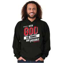 BRISCO BRANDS Sudadera con capucha "Con Dios todo es posible" para hombres - Negro - Ver 1