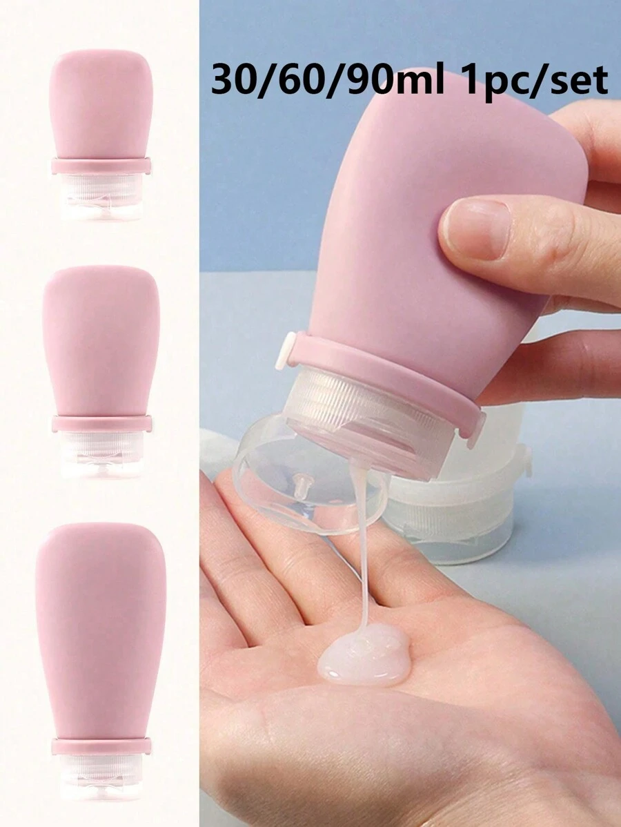 1 件硅胶旅行瓶套装，用于洗发水、化妆品和乳液分配，防漏设计，30ml/60ml/90ml旅行必需品，海滩旅行收纳袋，暑假返校学校用品假日露营假日必需品配件迷你女士香水男士香水 - 藕粉色 - 查看 1