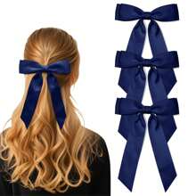 Juego de 3 piezas de accesorios para el cabello, pinzas para el cabello con lazo de cola larga de doble capa, pinzas para coleta, accesorios para el cabello de niñas - A - Ver 17