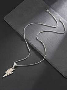 1入組時尚雙層鑽石閃電吊墜項鍊，個性化多用途項鍊，男女皆宜的朋克嘻哈配件，適合日常女士和男士穿戴 - 彩色 - 查看 5